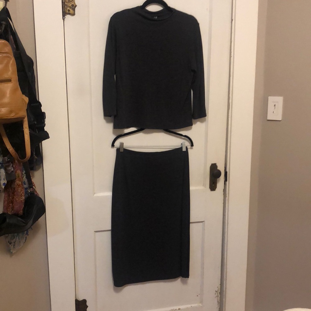 Gray blouse and matching skirt